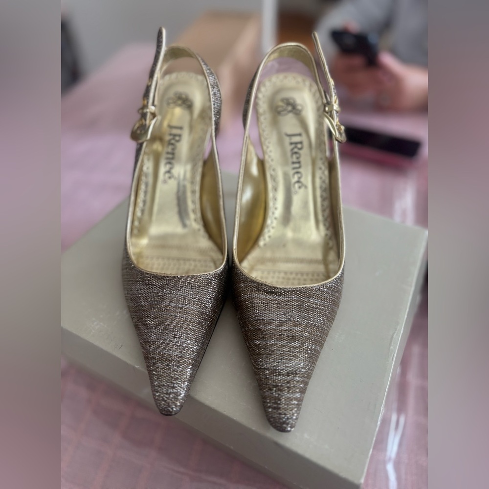J.Renee Shimmering Gold Pointed Heels